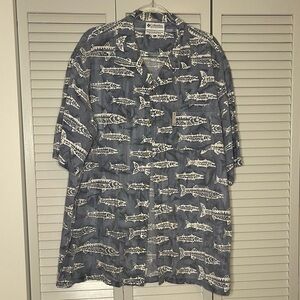 Columbia Sportswear Men's Blue Fish Print Shirt